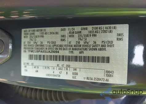 2025 Ford Escape St-Line Elite z USA, uszkodzony, nr VIN 1FMCU9PA8SUA29094